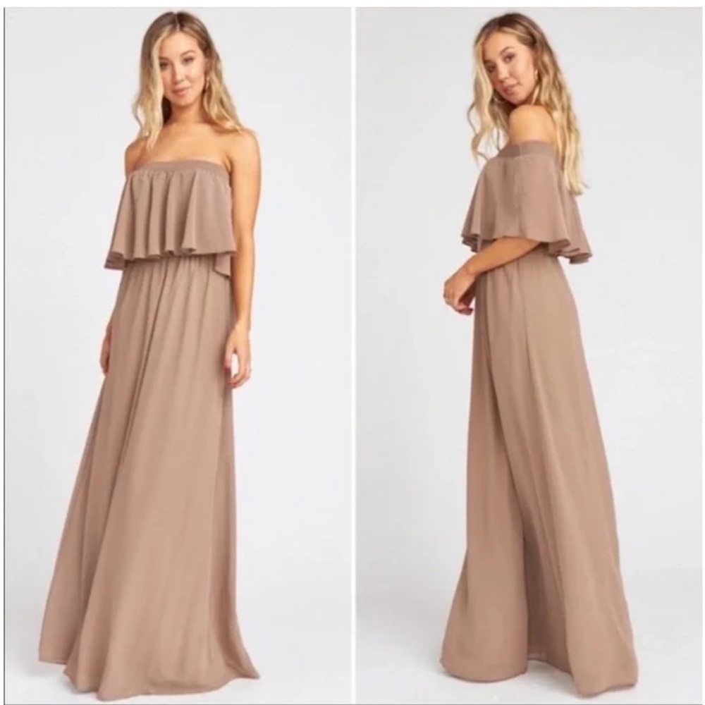 NWT ShoW Me Your Mumu Hacienda Maxi Dress Off the Shoulder chiffon XXS formal